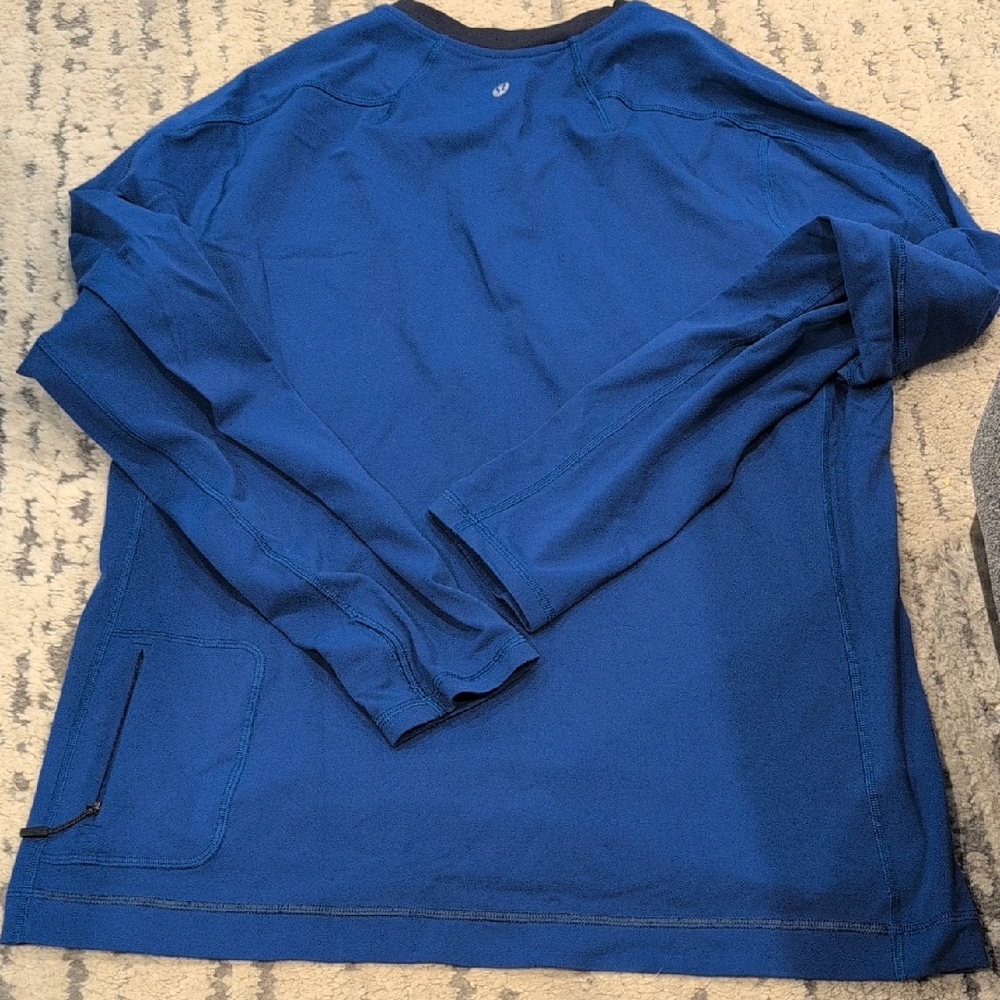 Lululemon T Shirt Mens Long Sleeve Blue Athletic Performance Tech Pullover